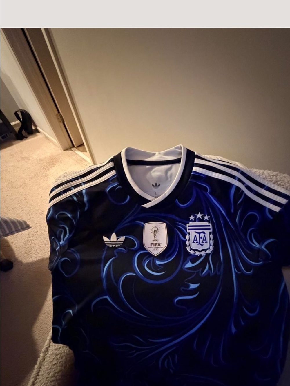 Adidas Argentina Black & Blue 2022 FIFA Crest Soccer Jersey